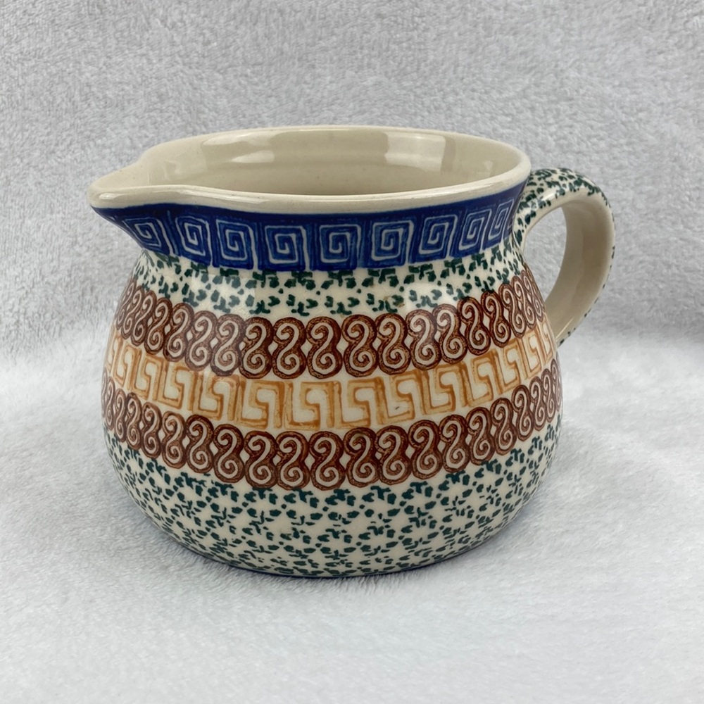 Ceramika Artystyczna Poland Petite Ceramic Pitcher Geo Print